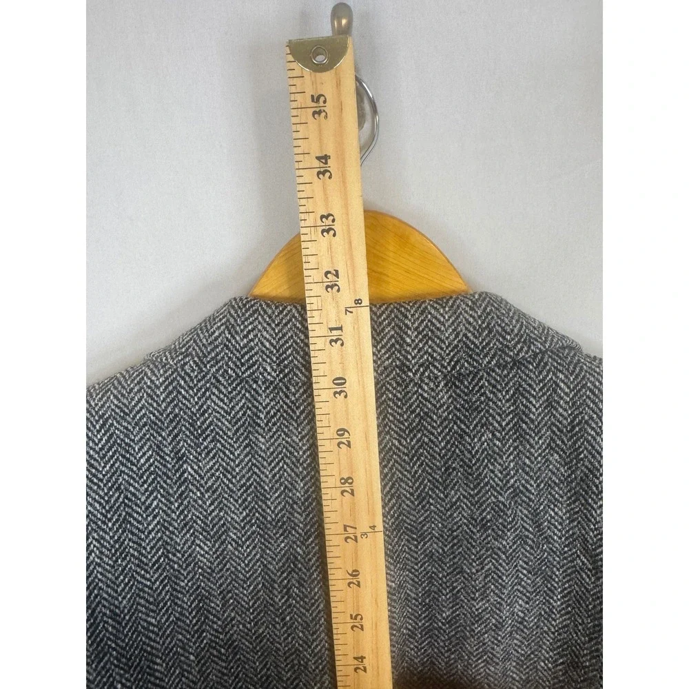 Harris Tweed Jos A Bank Blazer Mens 46 Grey Herringbone Wool Sport Coat Jacket